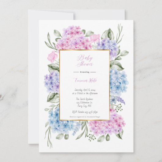 Hydrangeas Baby shower Invitation Kaart (Voorkant)