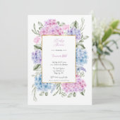 Hydrangeas Baby shower Invitation Kaart (Staand voorkant)