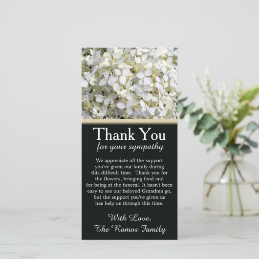 Hydrangeas Bereavement Sympathie Hartelijk dank Bedankkaart (Staand voorkant)