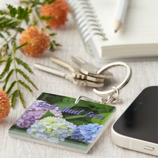 Hydrangeas, beste tante ooit sleutelhanger (Voorkant Rechts)