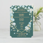 Hydrangeas bij Moonlight Wedding Invitations Kaart (Staand voorkant)