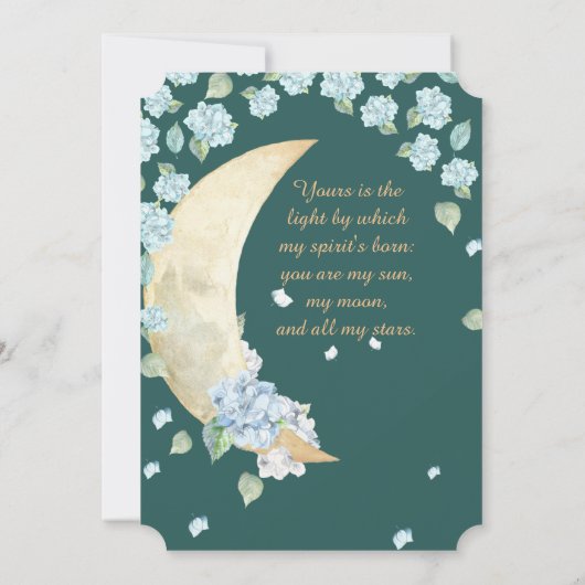 Hydrangeas bij Moonlight Wedding Invitations Kaart (Achterkant)