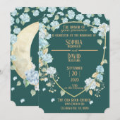 Hydrangeas bij Moonlight Wedding Invitations Kaart (Voorkant / Achterkant)
