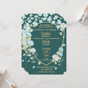 Hydrangeas bij Moonlight Wedding Invitations Kaart
