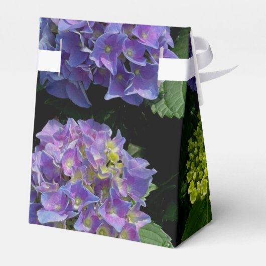 Hydrangeas blauw paarse bloementuin bedankdoosjes (Achterkant)