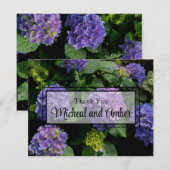 Hydrangeas blauw paarse bloementuin bedankkaart (Voorkant / Achterkant)
