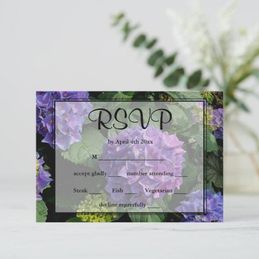 Hydrangeas blauw paarse bloementuin RSVP (Staand voorkant)
