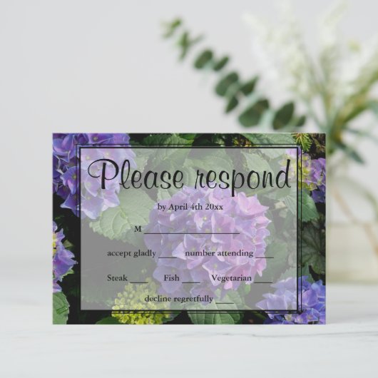 Hydrangeas blauw paarse bloementuin RSVP (Staand voorkant)