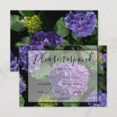 Hydrangeas blauw paarse bloementuin RSVP Kaartje (Voorkant / Achterkant)