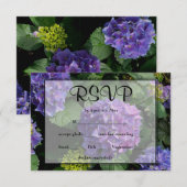 Hydrangeas blauw paarse bloementuin RSVP Kaartje (Voorkant / Achterkant)