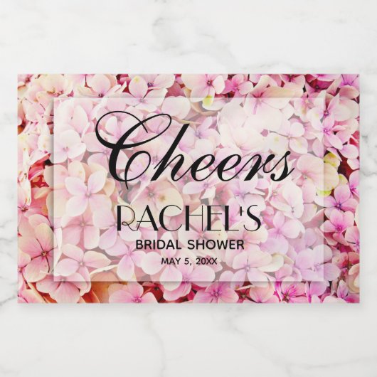 Hydrangeas Bloemen Vrijgezellenfeest Mini Sparkling Wijnetiket (Enkel label)