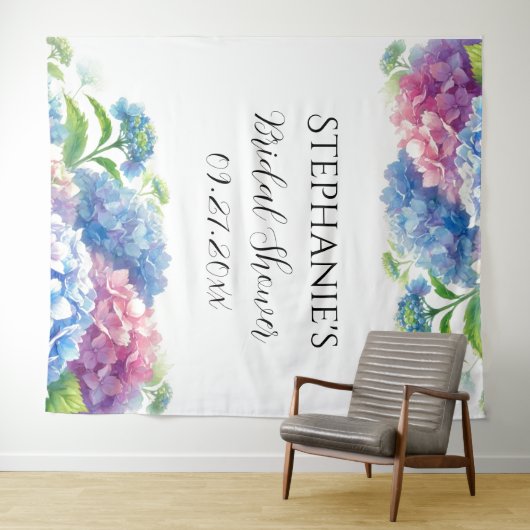 Hydrangeas Blue Floral Vrijgezellenfeest Fotocabin Wandkleed (In Situ (horizontaal))