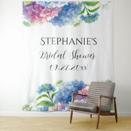 Hydrangeas Blue Floral Vrijgezellenfeest Fotocabin Wandkleed