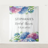 Hydrangeas Blue Floral Vrijgezellenfeest Fotocabin Wandkleed (Voorkant)