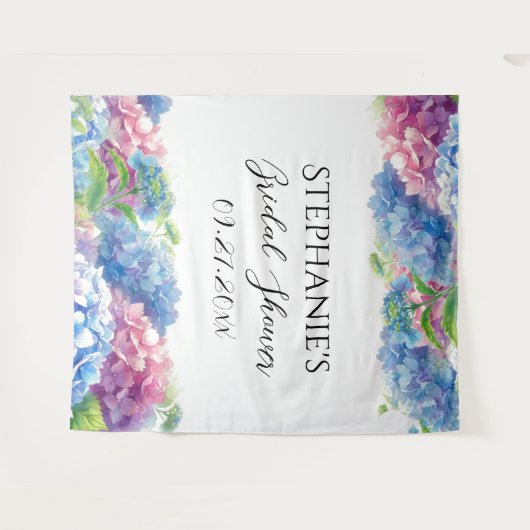 Hydrangeas Blue Floral Vrijgezellenfeest Fotocabin Wandkleed (Voorkant (horizontaal))