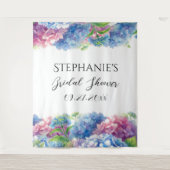 Hydrangeas Blue Floral Vrijgezellenfeest Fotocabin Wandkleed (Voorkant)