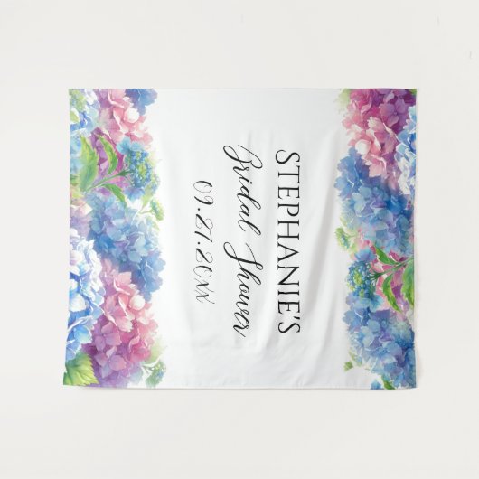 Hydrangeas Blue Floral Vrijgezellenfeest Fotocabin Wandkleed (Voorkant (horizontaal))