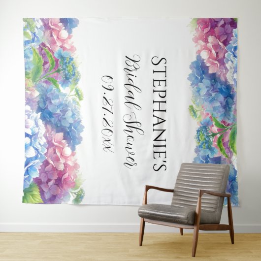 Hydrangeas Blue Floral Vrijgezellenfeest Fotocabin Wandkleed (In Situ (horizontaal))