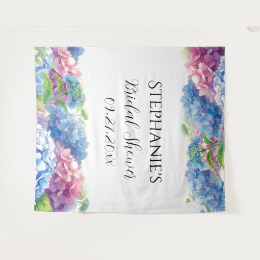 Hydrangeas Blue Floral Vrijgezellenfeest Fotocabin Wandkleed (Voorkant (horizontaal))