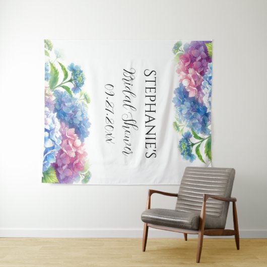 Hydrangeas Blue Floral Vrijgezellenfeest Fotocabin Wandkleed (In Situ (horizontaal))