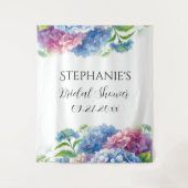 Hydrangeas Blue Floral Vrijgezellenfeest Fotocabin Wandkleed (Voorkant)