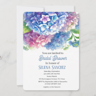 Hydrangeas Blue Floral Waterverf Vrijgezellenfeest Kaart
