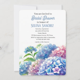 Hydrangeas Blue Floral Waterverf Vrijgezellenfeest Kaart