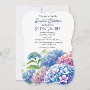 Hydrangeas Blue Floral Waterverf Vrijgezellenfeest Kaart