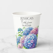 Hydrangeas Blue Flowers Vrijgezellenfeest Party Papieren Bekers (Achterkant)