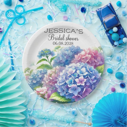 Hydrangeas Blue Flowers Vrijgezellenfeest Party Papieren Bordje (Feest)