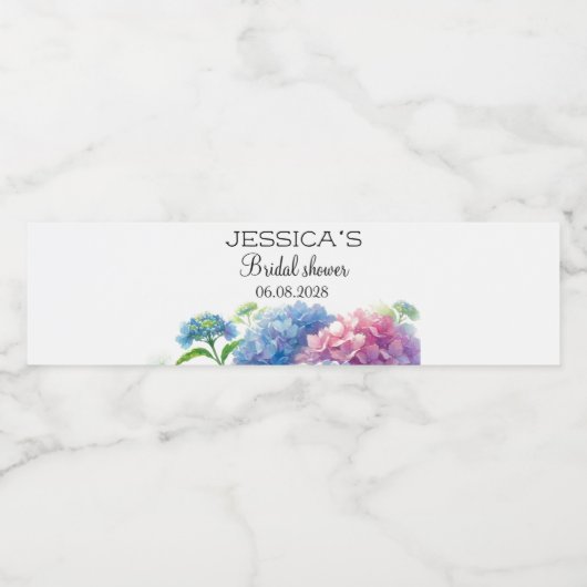 Hydrangeas Blue Flowers Vrijgezellenfeest Party Waterfles Etiket (Enkel label)