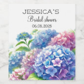 Hydrangeas Blue Flowers Vrijgezellenfeest Party Wijn Etiket (Enkel label)