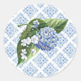 Hydrangeas Blue Tegel Envelope Seals Ronde Sticker