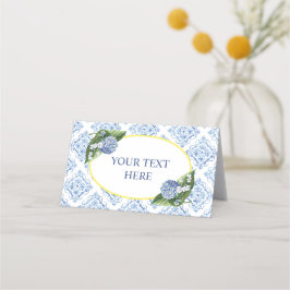 Hydrangeas Blue Tegel Food Tent Place Card Klantenkaartje