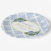 Hydrangeas Blue Tegel Paper Borden Papieren Bordje (Gekanteld)