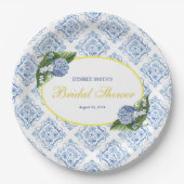 Hydrangeas Blue Tegel Paper Borden Papieren Bordje (Voorkant)