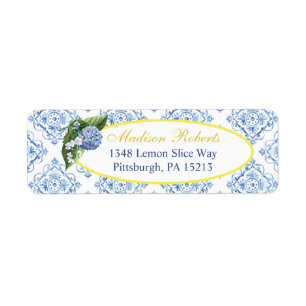 Hydrangeas Blue Tegel Return Address Labels