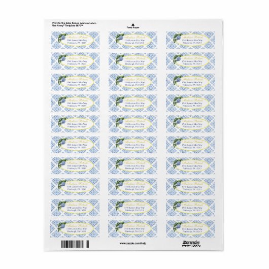 Hydrangeas Blue Tegel Return Address Labels (Full Sheet)