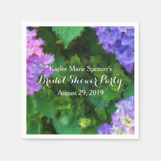 Hydrangeas bruiloft Vrijgezellenfeest servetten (Voorkant)