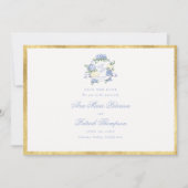 Hydrangea's Crest Blau Ivoorkleurig Gouden Frame B Save The Date (Voorkant)