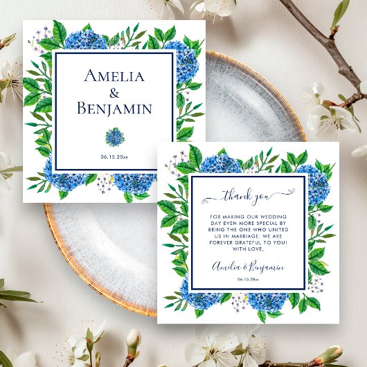 Hydrangeas Dank je cadeau voor huwelijksbeambte Bedankkaart