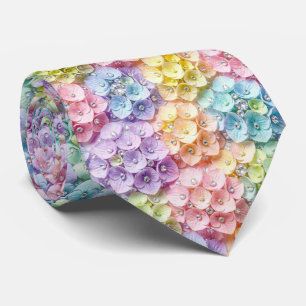 Hydrangeas & Diamonds   Pastel Regenboog Heren str Stropdas