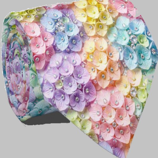 Hydrangeas & Diamonds | Pastel Regenboog Heren str Stropdas