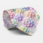 Hydrangeas & Diamonds | Pastel Regenboog Herenzijd Stropdas (Opgerold)