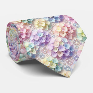 Hydrangeas & Diamonds   Pastel Regenboog Herenzijd Stropdas