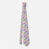 Hydrangeas & Diamonds | Pastel Regenboog Herenzijd Stropdas (Achterkant)
