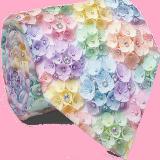 Hydrangeas & Diamonds | Pastel Regenboog Stropdas