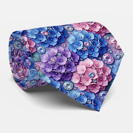 Hydrangeas & Diamonds | Trouw en evenementen halsk Stropdas (Opgerold)