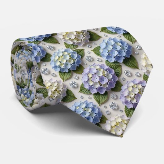 Hydrangeas & Diamonds | Trouw en evenementen halsk Stropdas (Opgerold)