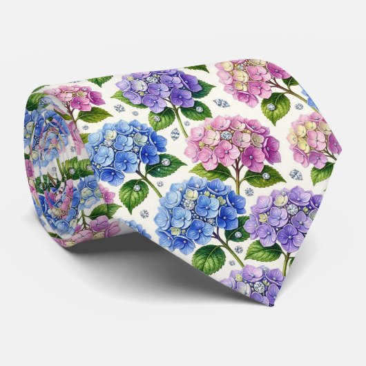 Hydrangeas & Diamonds | Trouw- en evenementensiera Stropdas (Opgerold)
